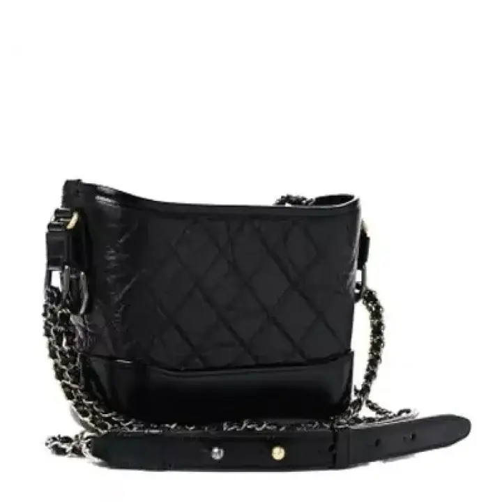 CC Aged Calfskin Quilted Small Gabrielle Hobo Black - image 2