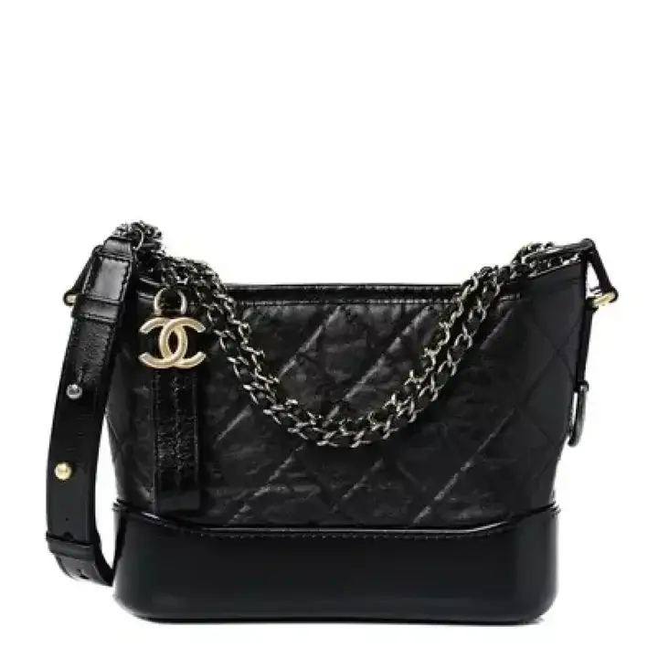 CC Aged Calfskin Quilted Small Gabrielle Hobo Black - image 4