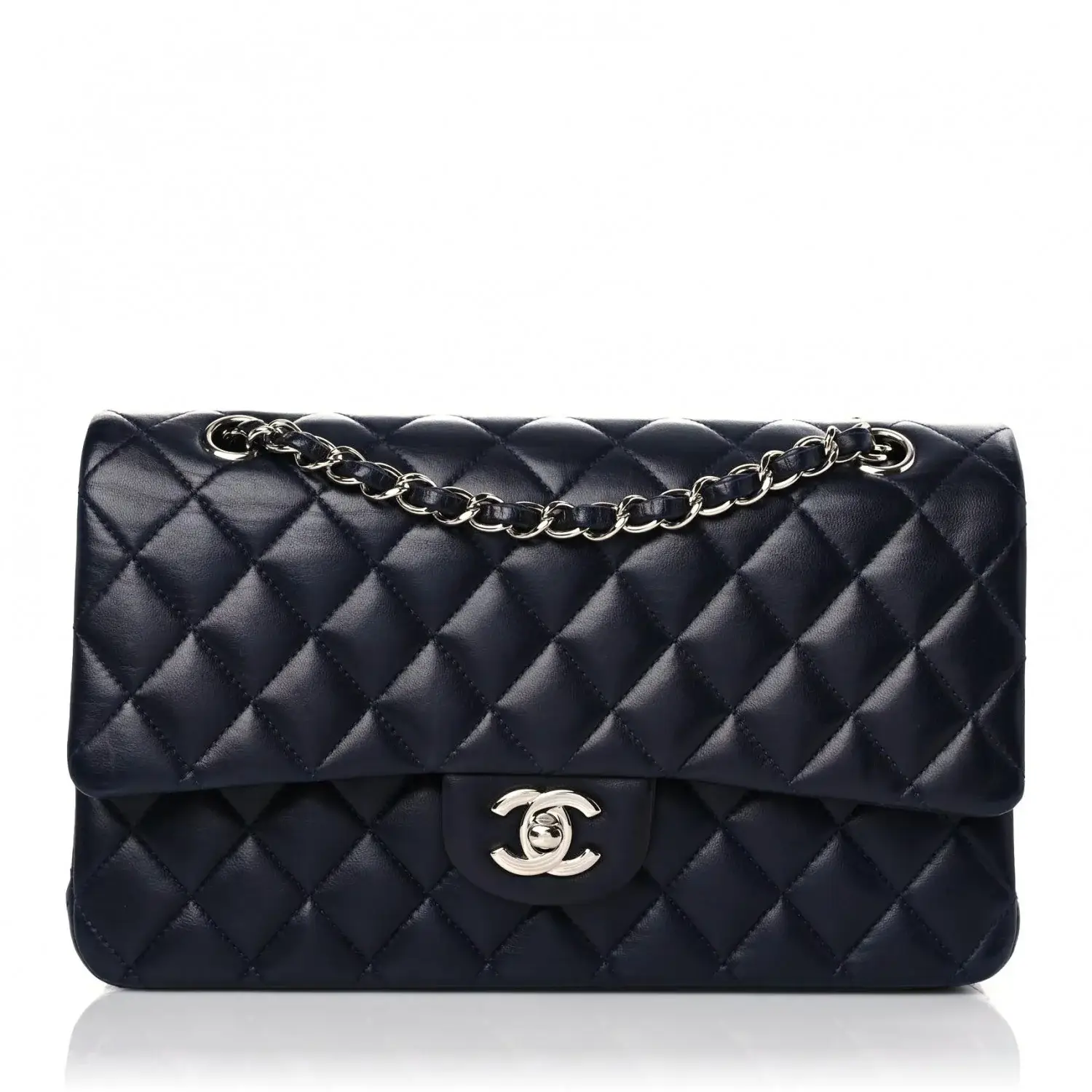 CC CN34 Lambskin Quilted Medium Double Flap in Navy - image 1