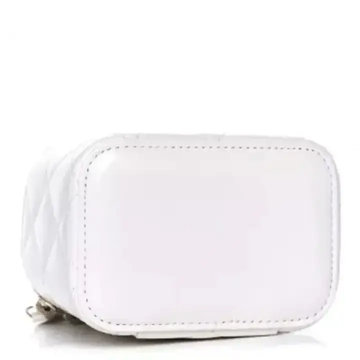 CC Calfskin Quilted Mini Perfect Fit Vanity Case With Chain White - image 2