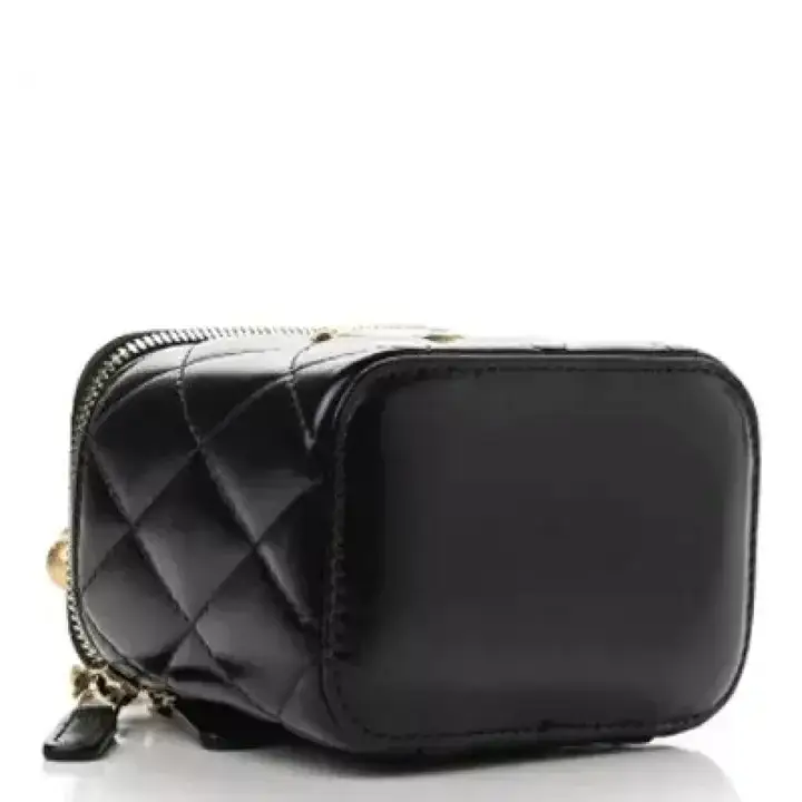 CC Calfskin Quilted Mini Perfect Fit Vanity Case With Chain Black - image 2