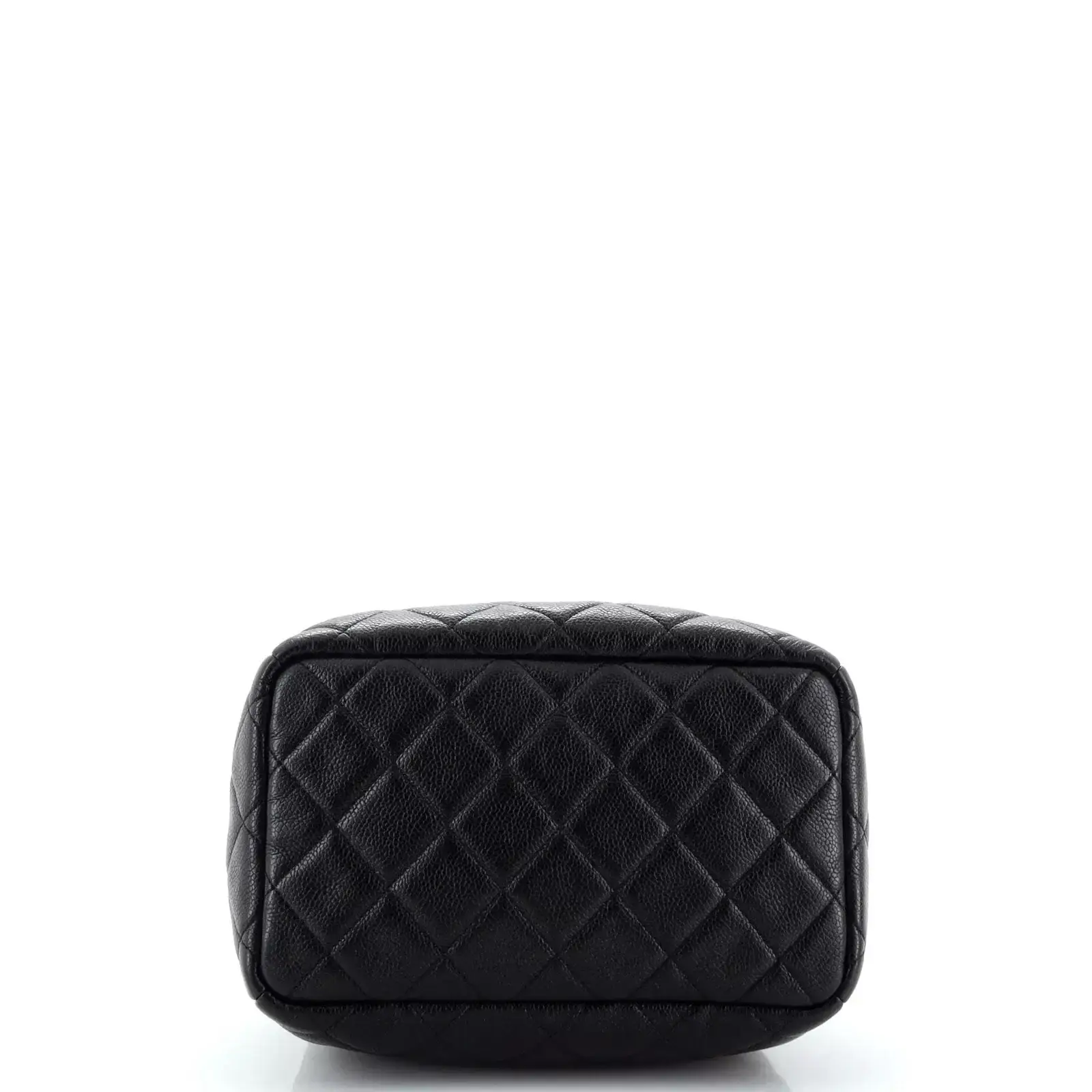 CC Chain Drawstring Bucket Bag Quilted Caviar Small 23*23*13 cm - image 5