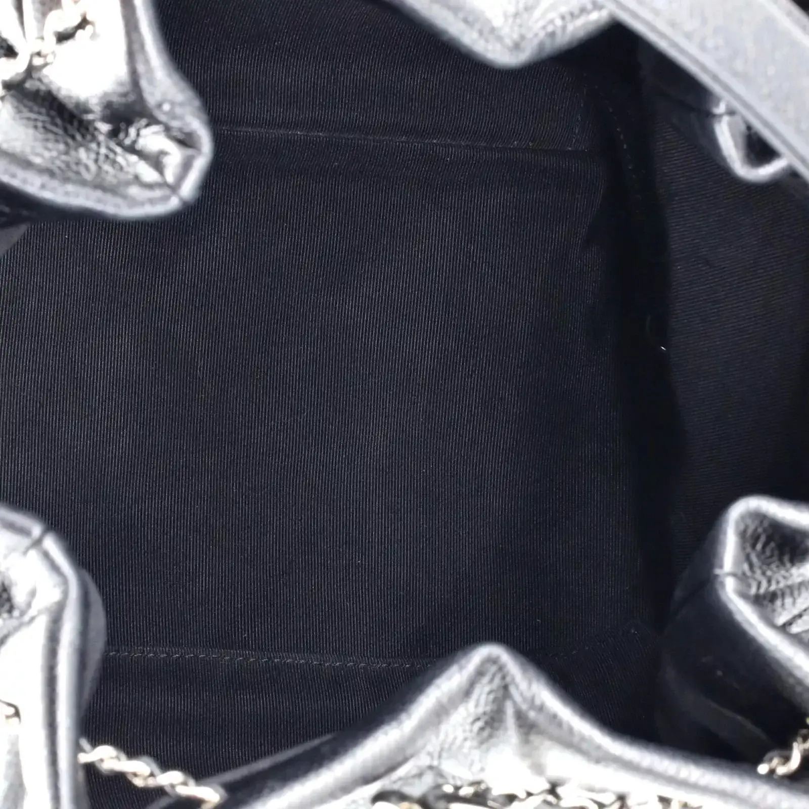 CC Chain Drawstring Bucket Bag Quilted Caviar Small 23*23*13 cm - image 4