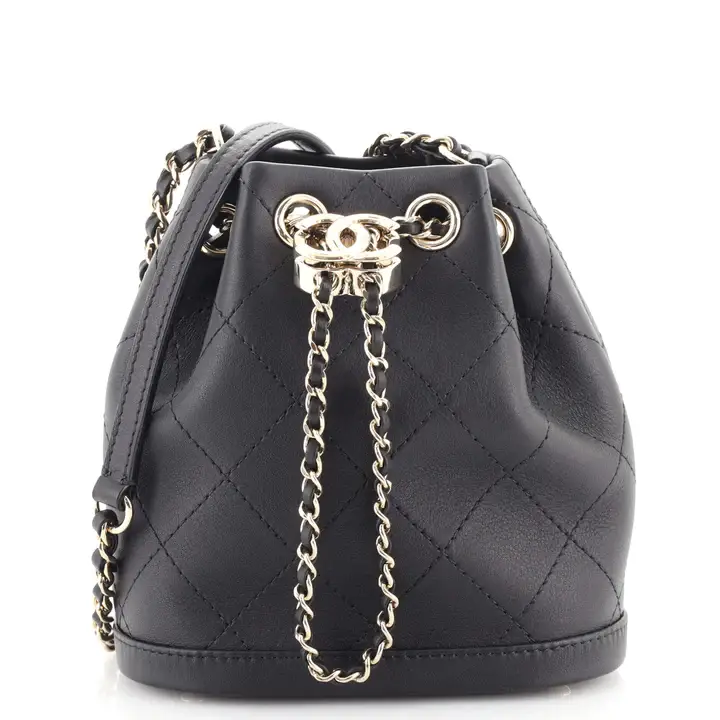 CC Drawstring Bucket Bag Quilted Calfskin Mini - image 1