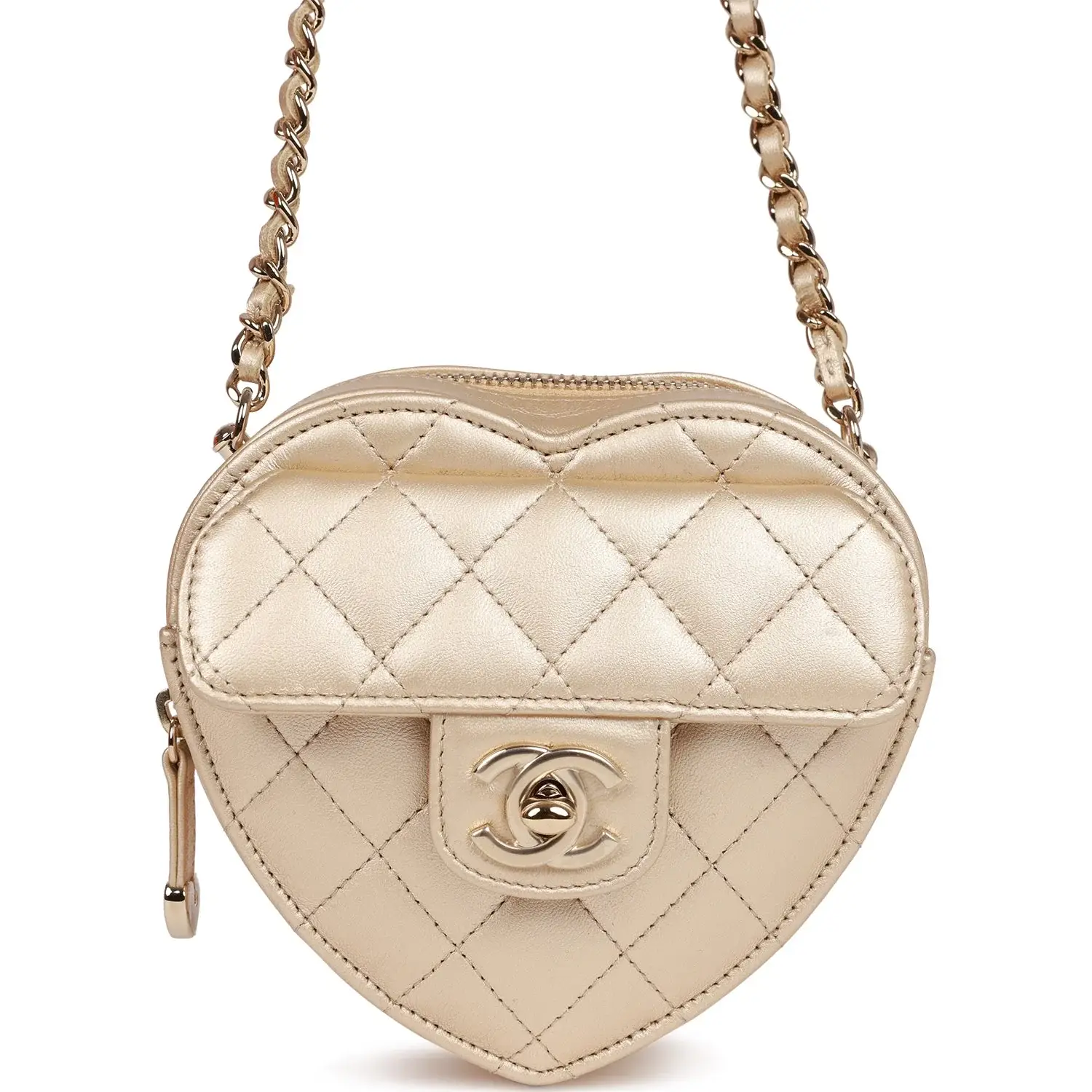 CC In Love Heart Clutch with Chain Gold Lambskin Light Gold - image 1