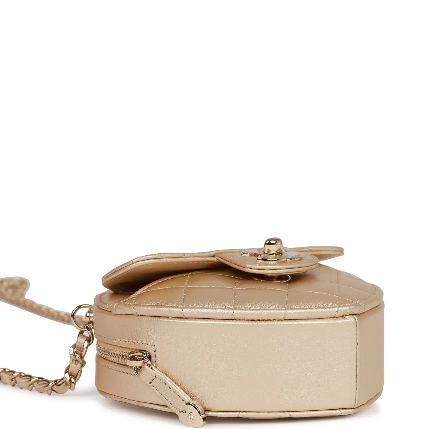 CC In Love Heart Clutch with Chain Gold Lambskin Light Gold - image 6