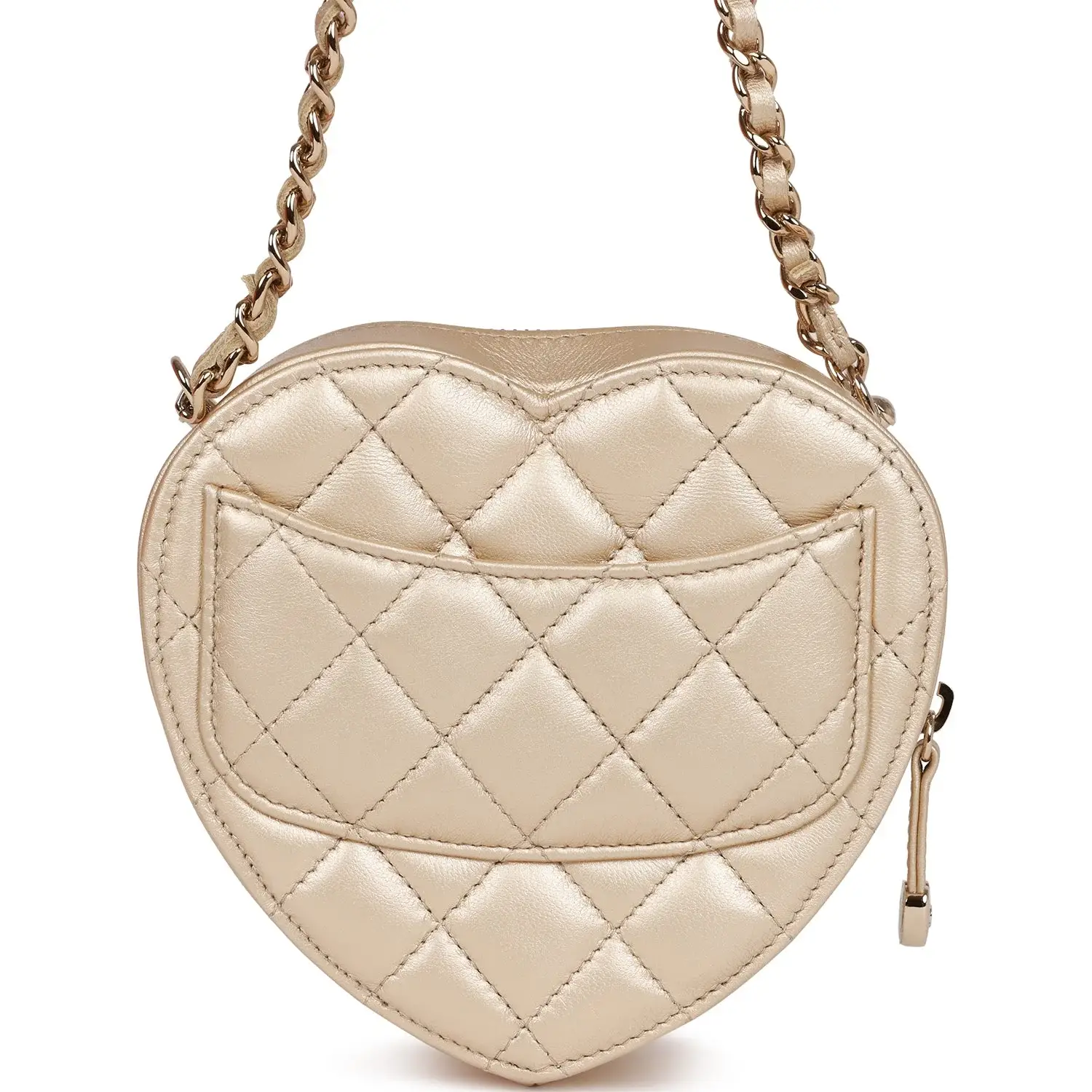 CC In Love Heart Clutch with Chain Gold Lambskin Light Gold - image 5