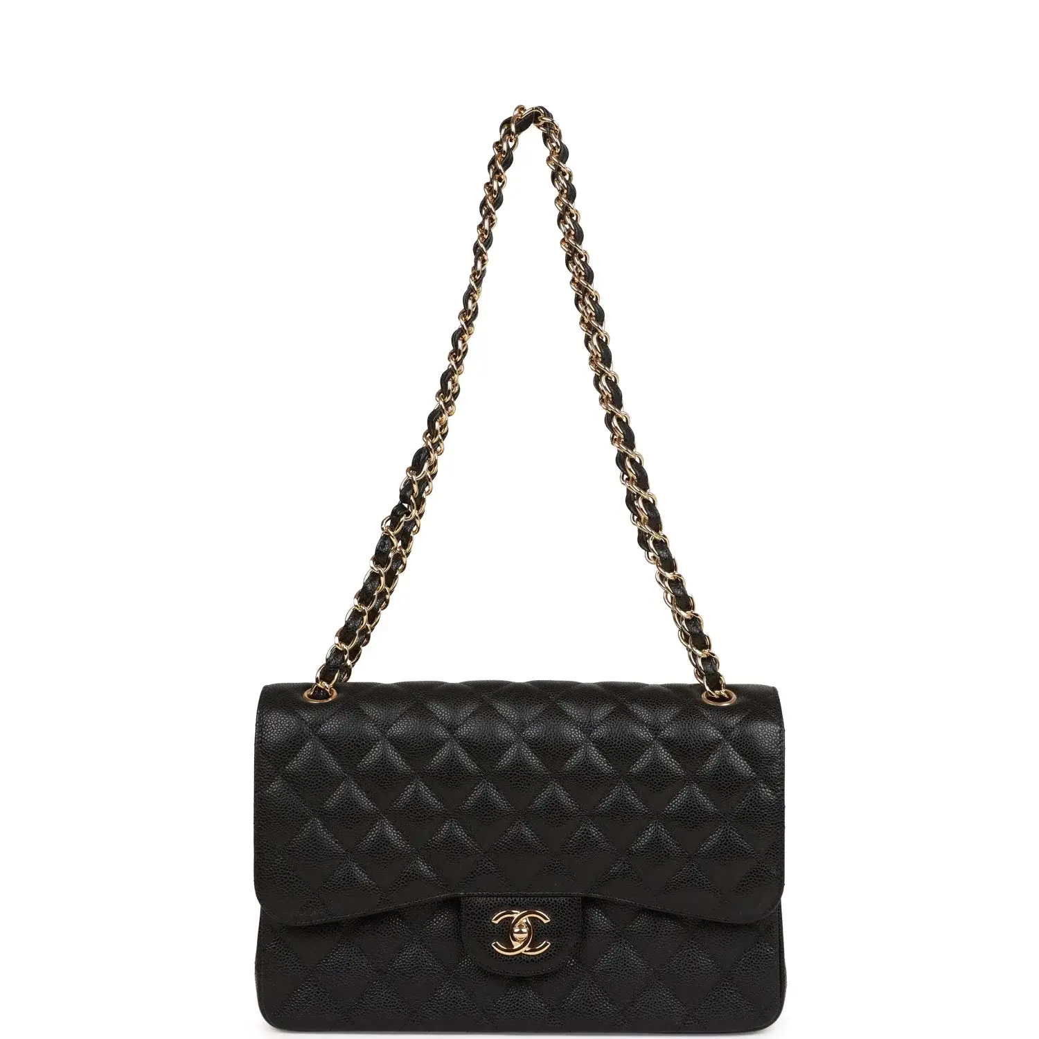 CC Jumbo Classic Double Flap Bag Black Caviar Gold Hardware - image 4
