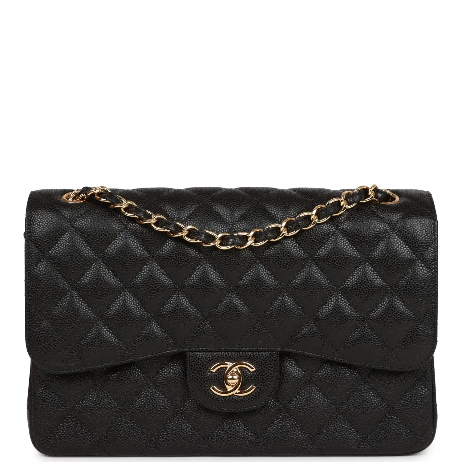 CC Jumbo Classic Double Flap Bag Black Caviar Gold Hardware - image 1
