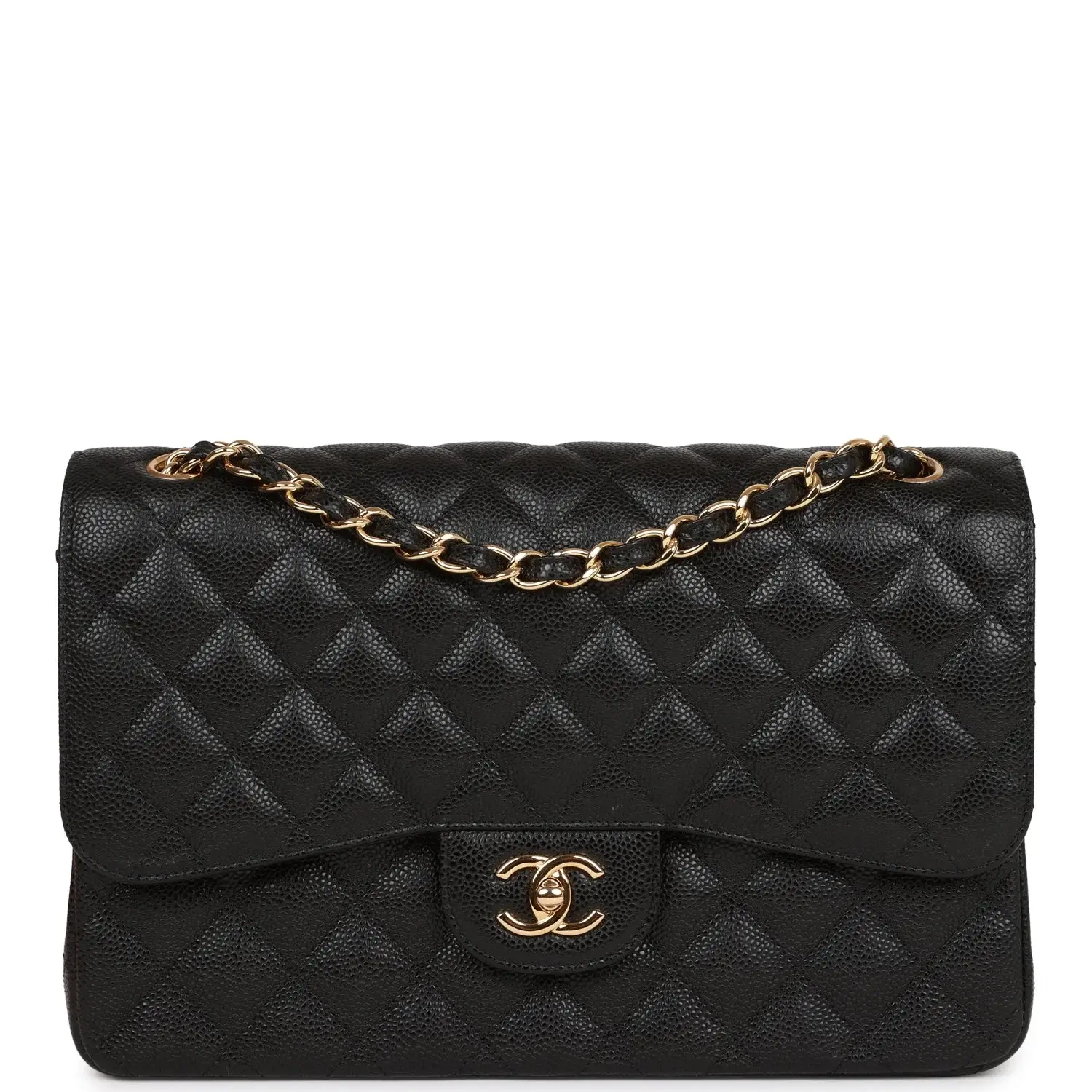 CC Jumbo Classic Double Flap Bag Black Caviar Gold Hardware - image 7