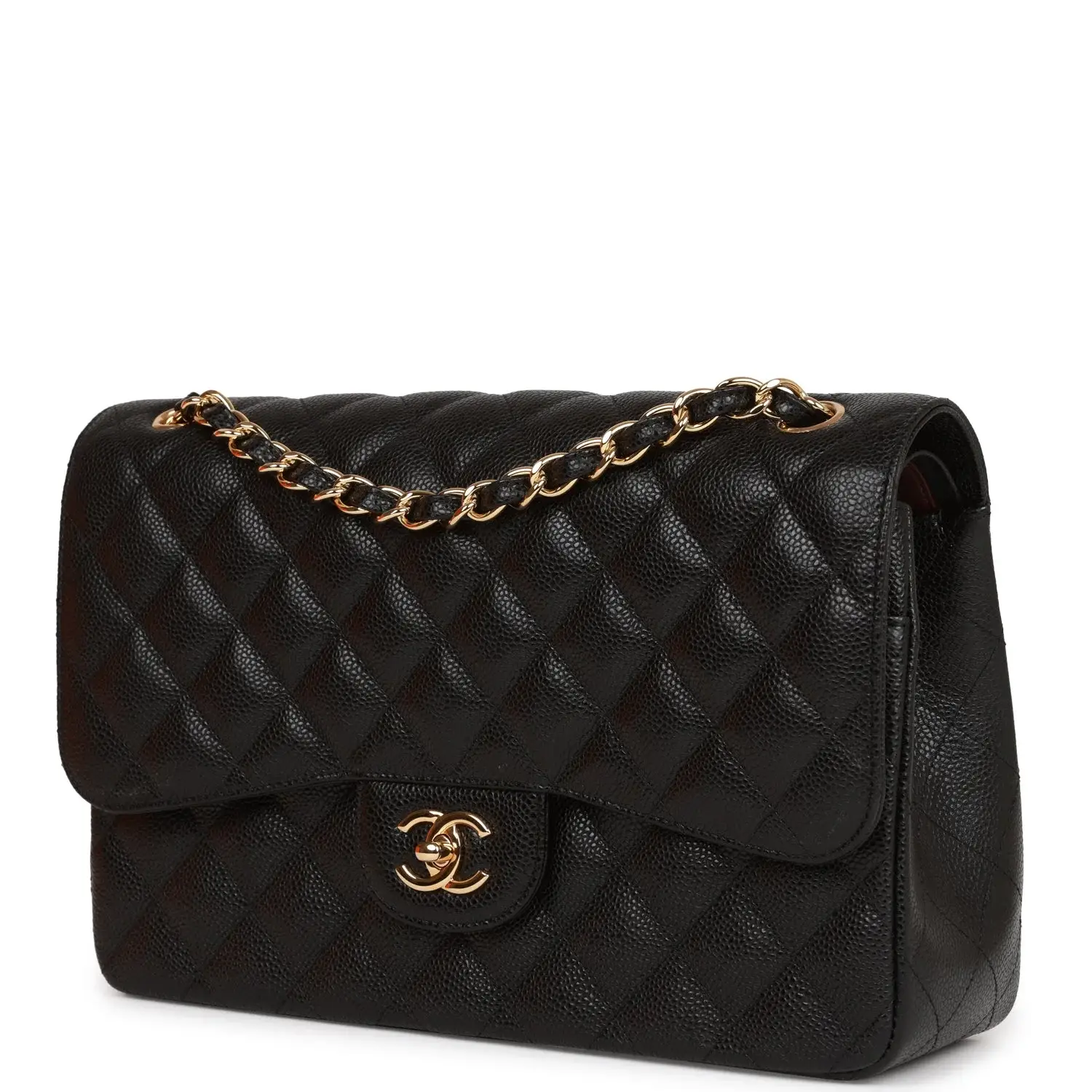 CC Jumbo Classic Double Flap Bag Black Caviar Gold Hardware - image 2