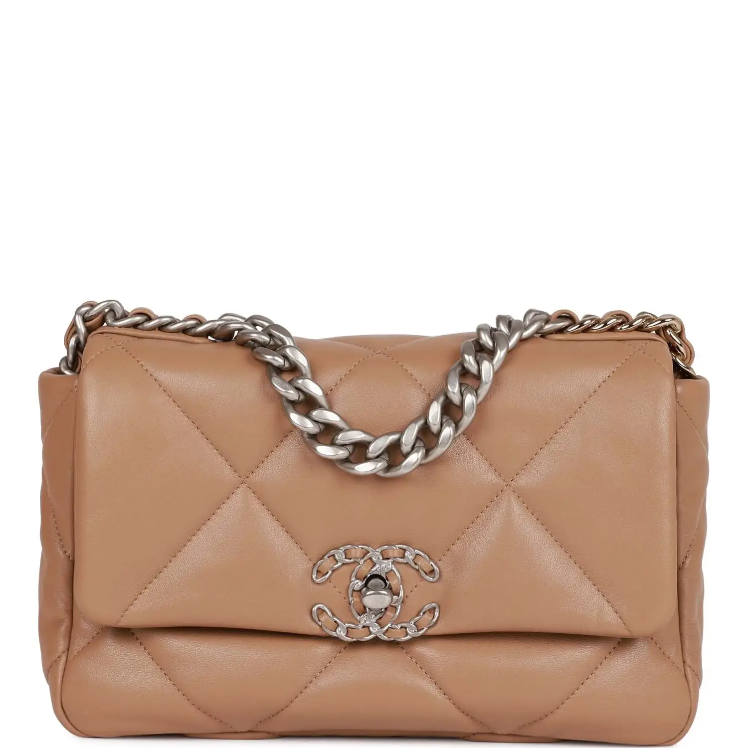 CC Medium 19 Flap Bag Beige Calfskin Mixed Hardware - image 1
