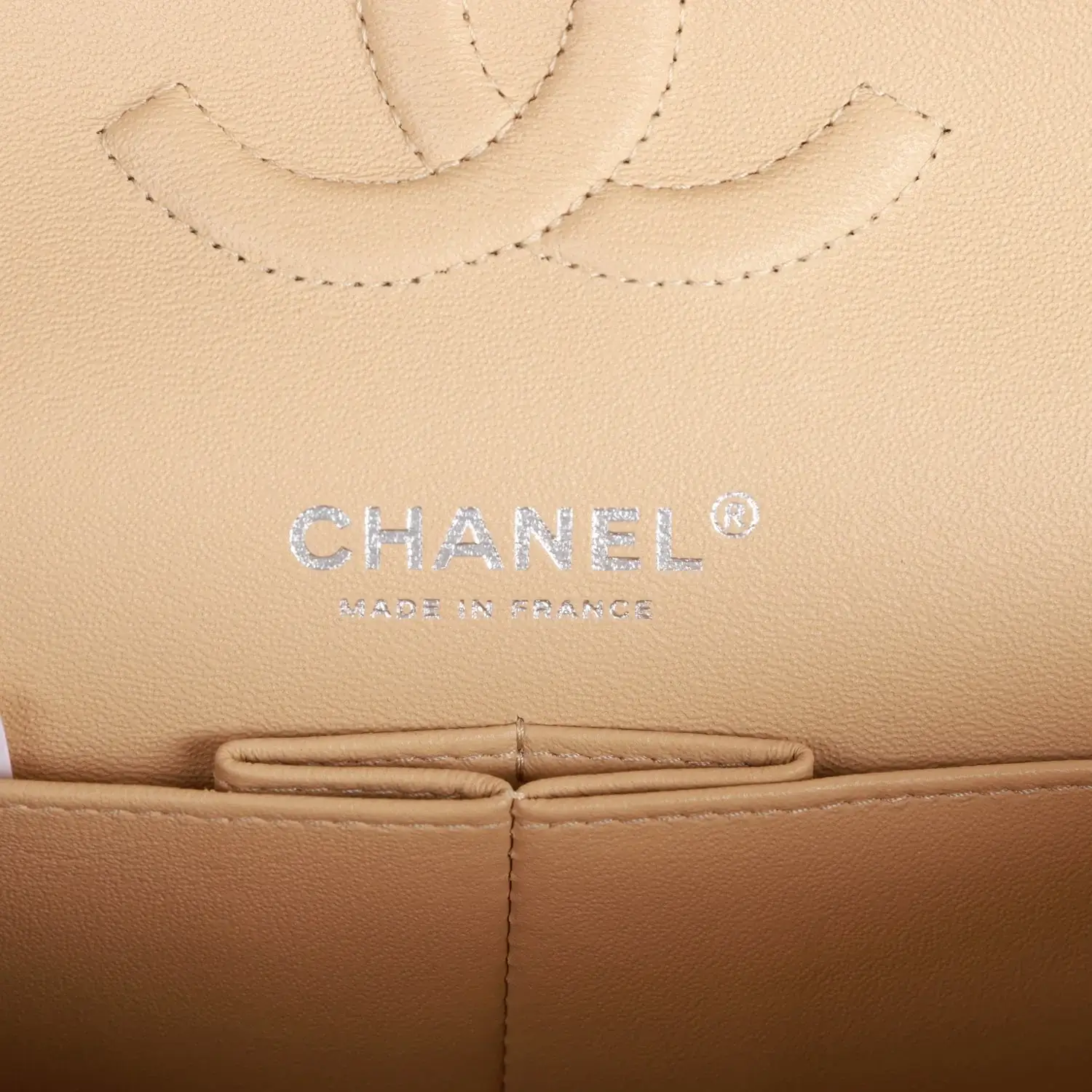CC Medium Classic Double Flap Bag Beige Caviar Silver Hardware - image 4