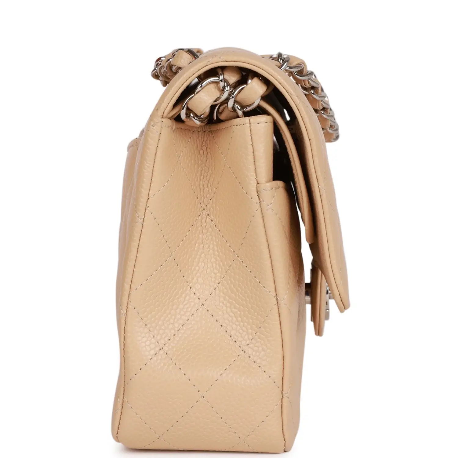 CC Medium Classic Double Flap Bag Beige Caviar Silver Hardware - image 2