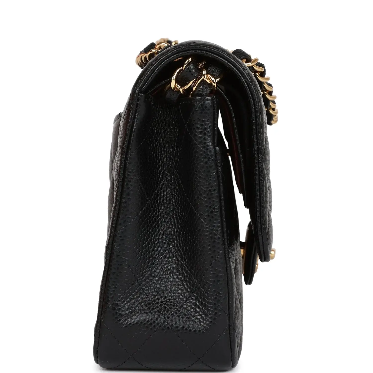CC Medium Classic Double Flap Bag Black Caviar Gold Hardware - image 5