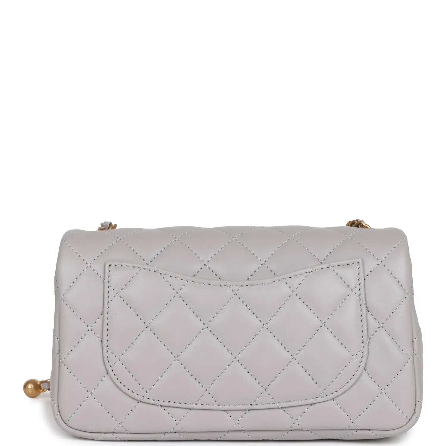 CC Pearl Crush Mini Rectangular Flap Bag Light Grey Lambskin Antique Gold Hardware - image 9