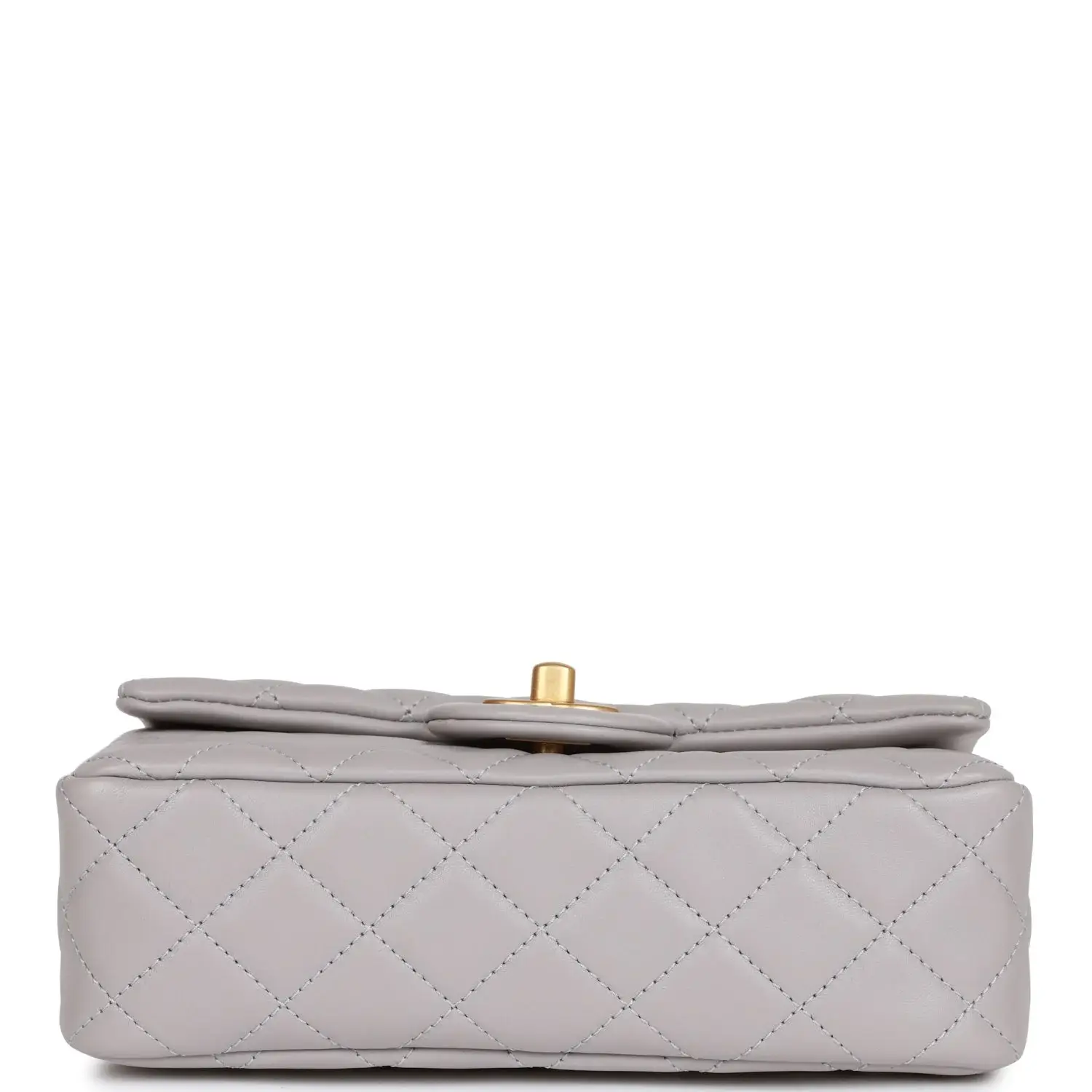 CC Pearl Crush Mini Rectangular Flap Bag Light Grey Lambskin Antique Gold Hardware - image 8