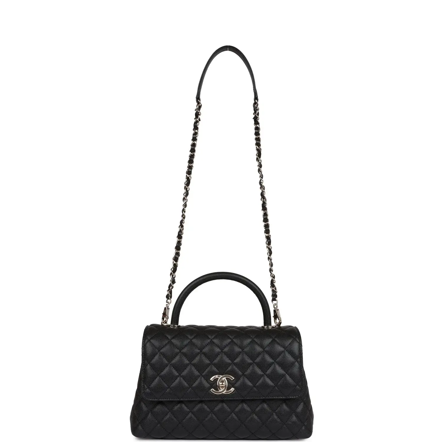 CC Small Coco Handle Flap Bag Black Caviar Light Gold Hardware - image 2