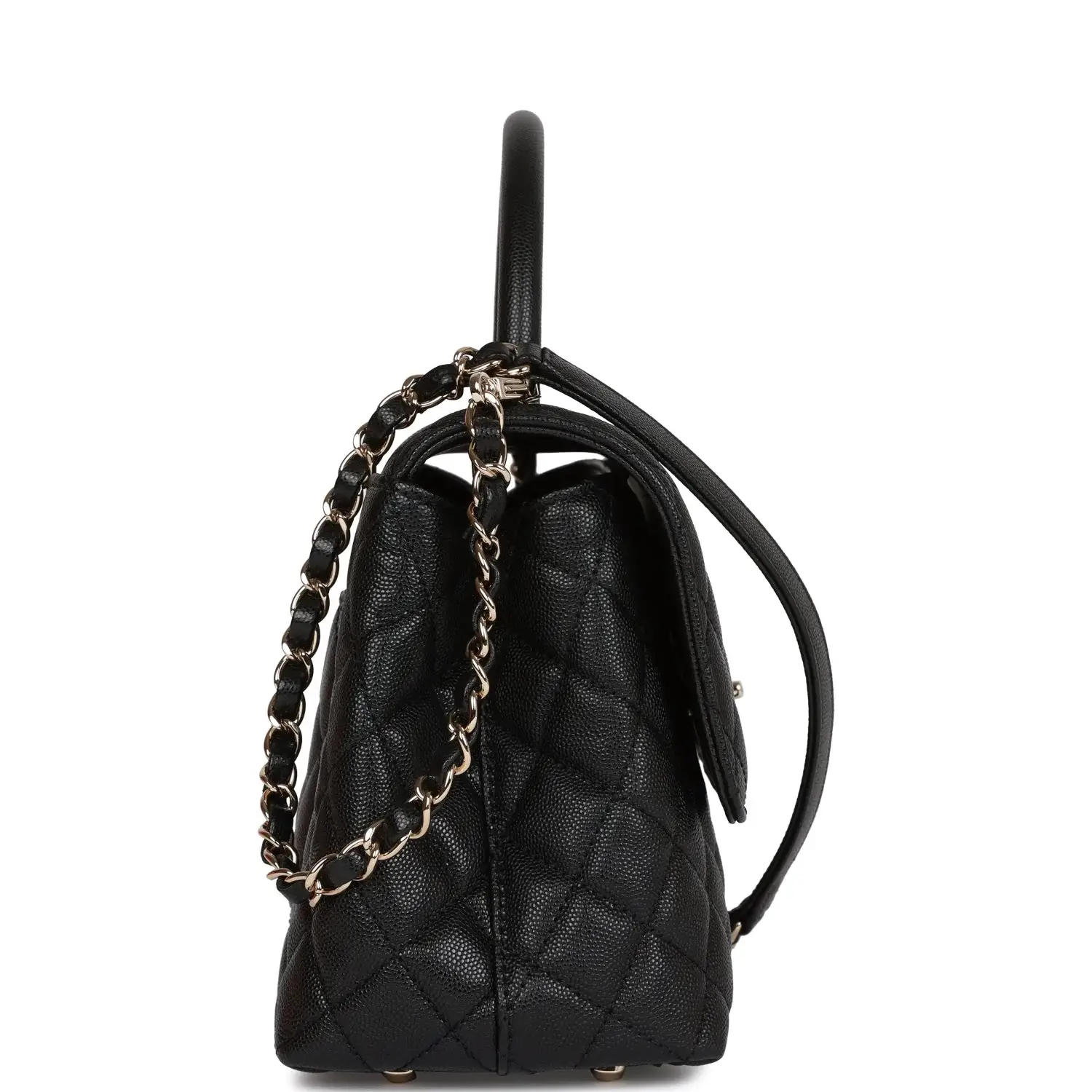 CC Small Coco Handle Flap Bag Black Caviar Light Gold Hardware - image 6