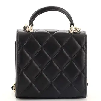 CC Square Classic Flap Top Handle Clutch with Chain Quilted Lambskin - image 4