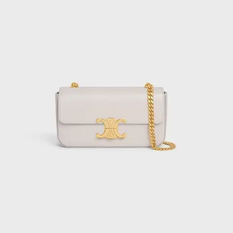 CHAIN SHOULDER BAG TRIOMPHE IN SHINY CALFSKIN CHALK - image 3