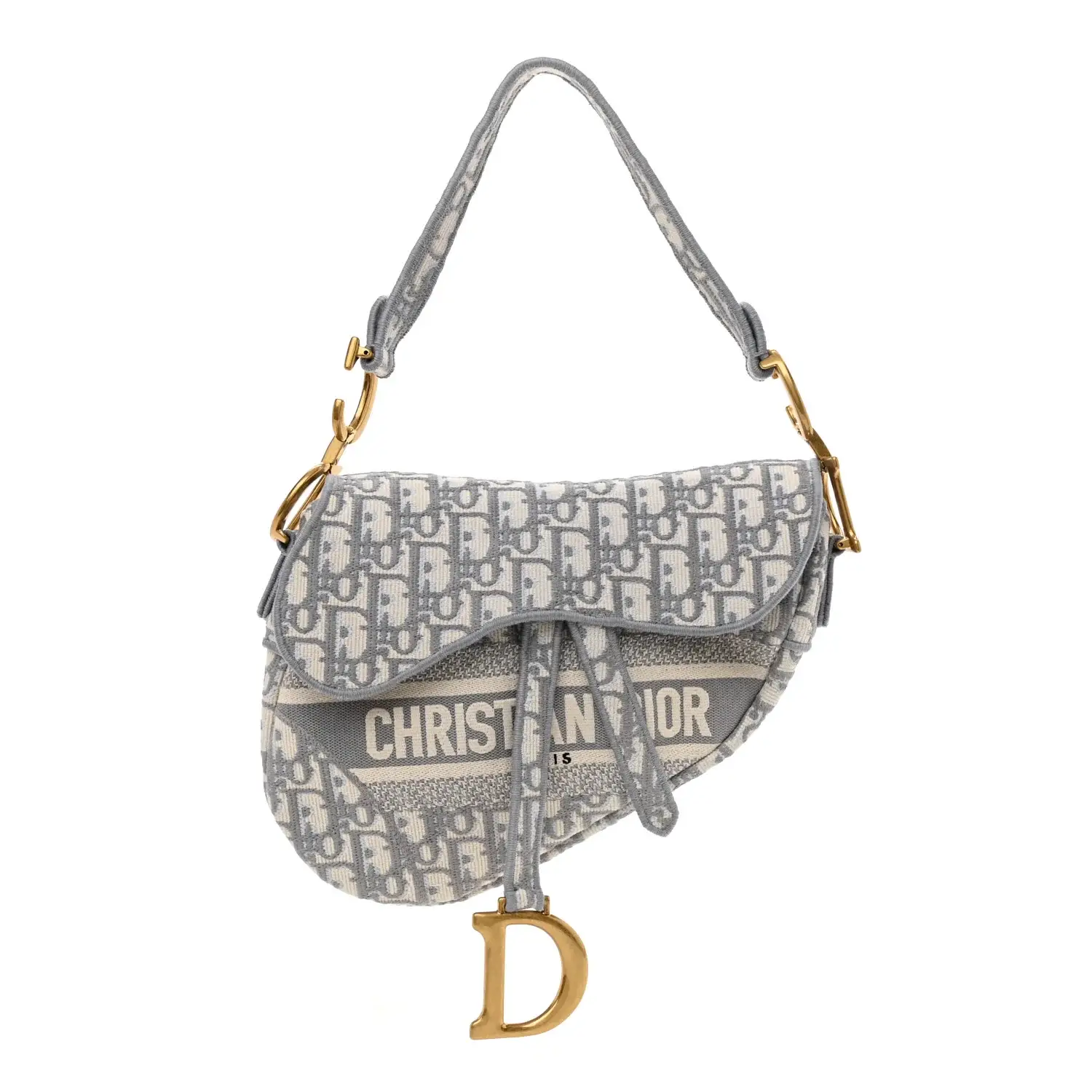 CHRISTIAN D Oblique Embroidered Saddle Bag Gray - image 1
