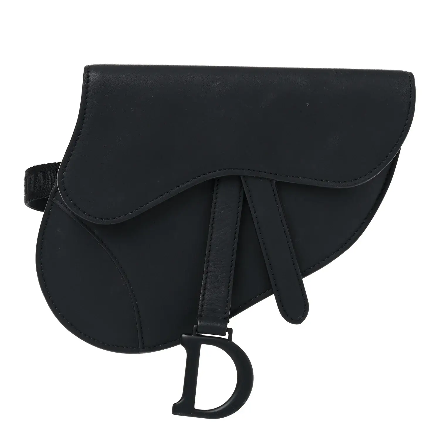CHRISTIAN D Ultra Matte Calfskin Saddle Belt Bag Black - image 1