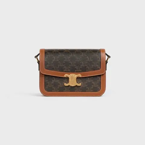 CLASSIQUE TRIOMPHE BAG IN TRIOMPHE CANVAS AND CALFSKIN TAN - image 1