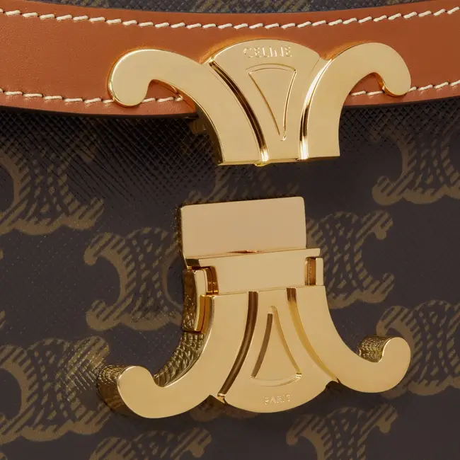 CLASSIQUE TRIOMPHE BAG IN TRIOMPHE CANVAS AND CALFSKIN TAN - image 3
