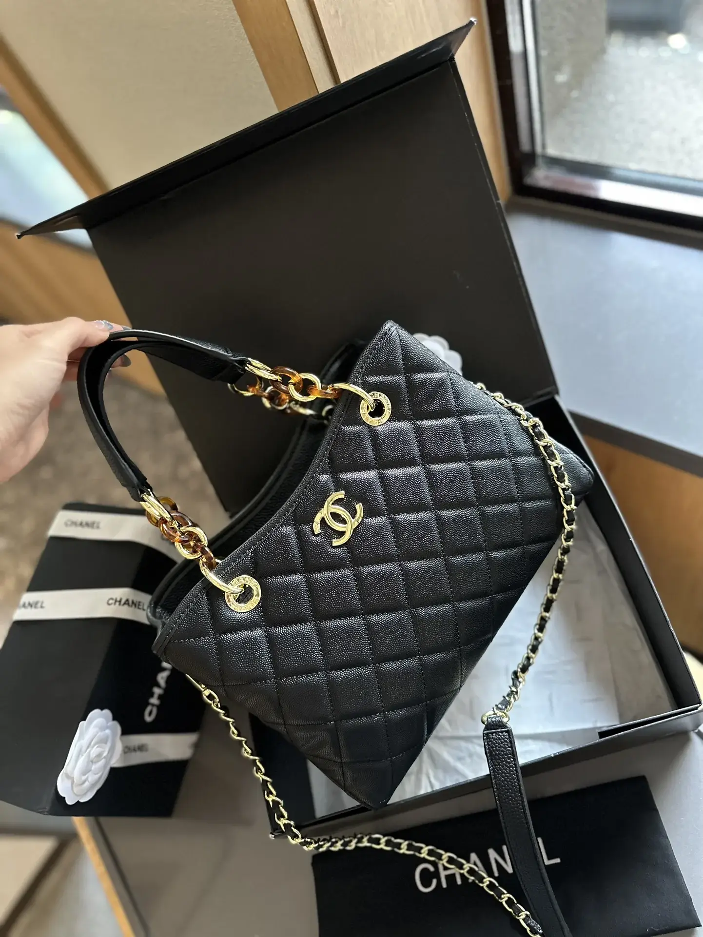 Cc new arrival vintage tote bag caviar leather size: 27cm - image 10