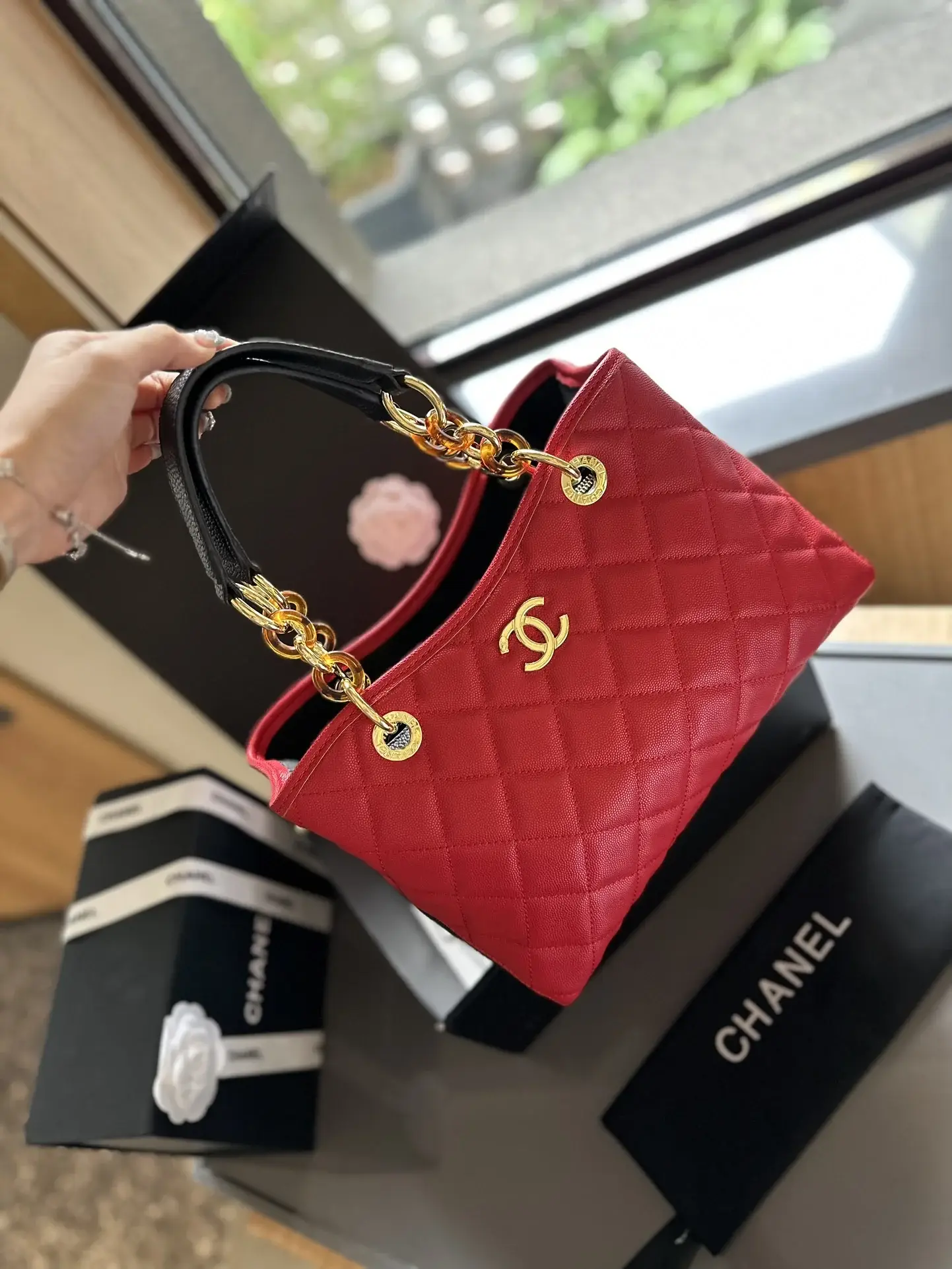 Cc new arrival vintage tote bag caviar leather size: 27cm - image 4