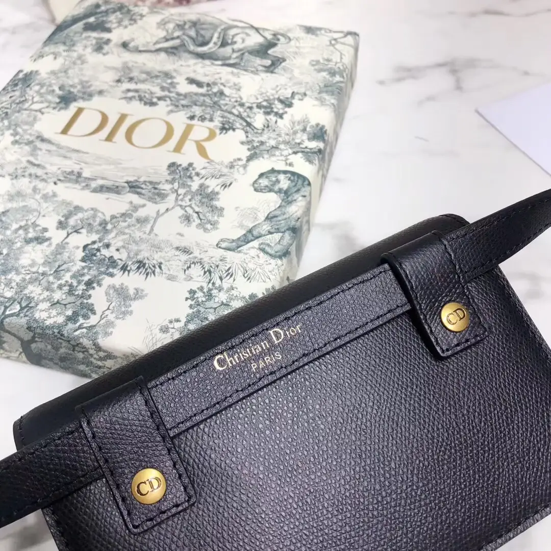 D Black Calfskin Saddle Belt Bag - image 3