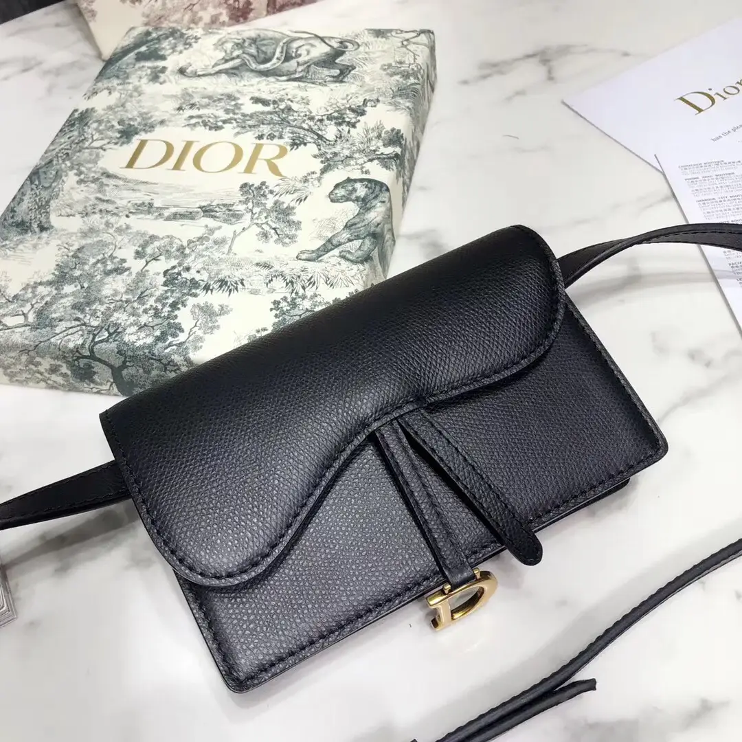 D Black Calfskin Saddle Belt Bag - image 4