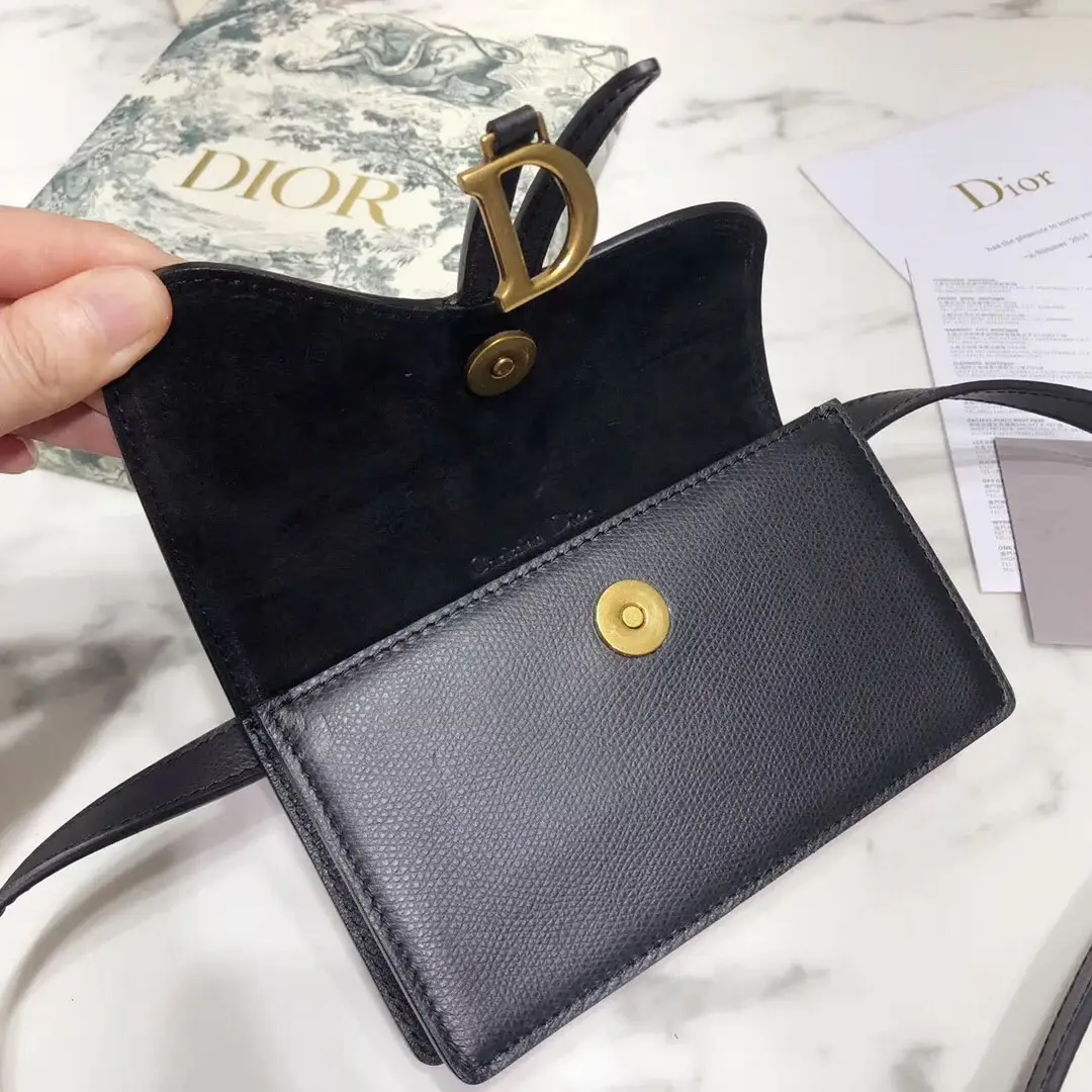 D Black Calfskin Saddle Belt Bag - image 5
