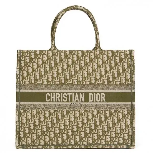 D Book Tote Bag In Green Oblique Canvas - image 1