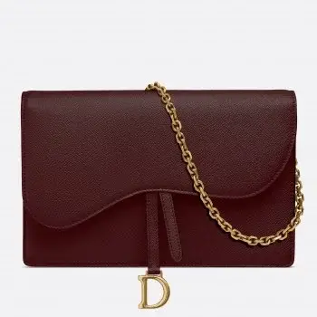 D Bordeaux Calskin Saddle Chain Clutch - image 2