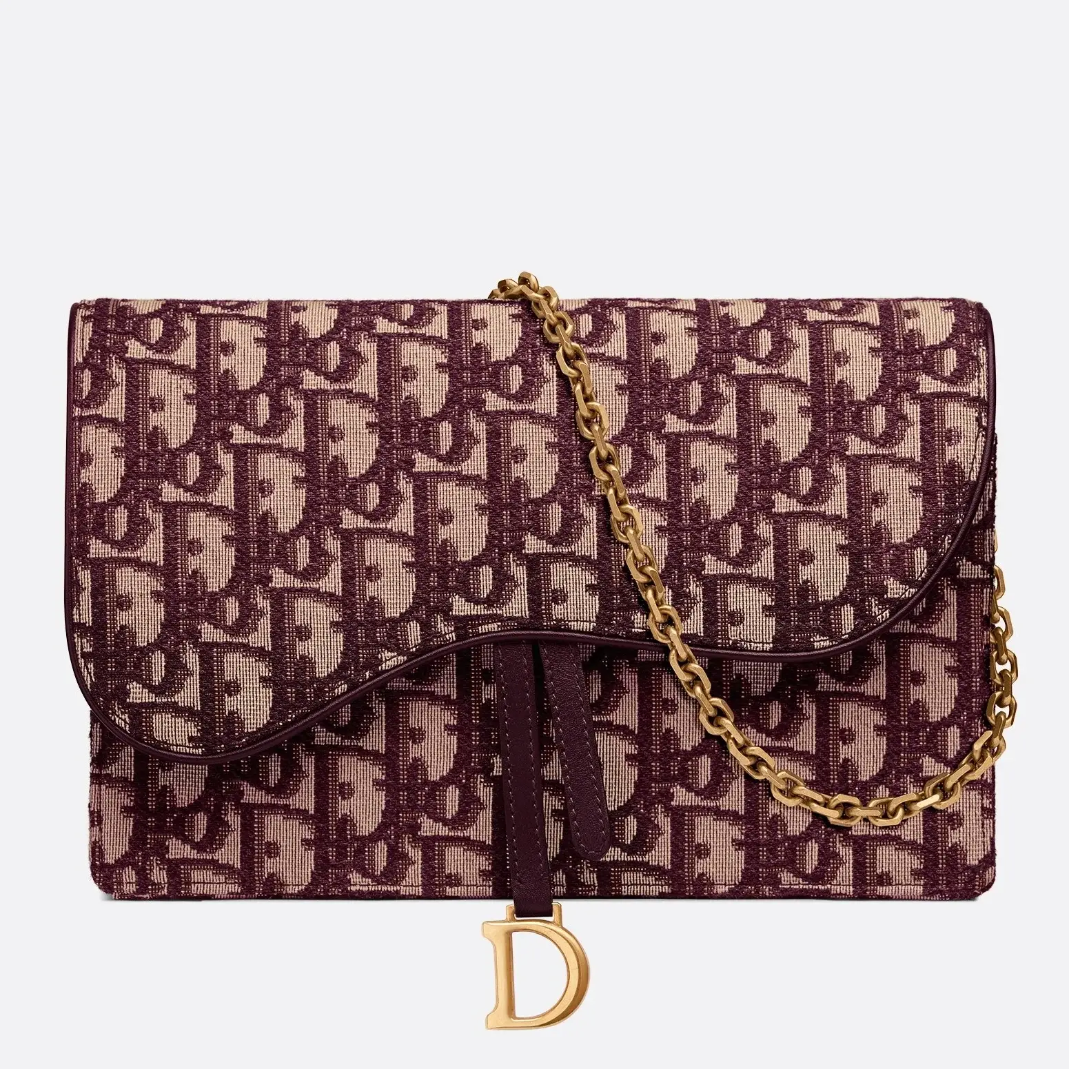 D Bordeaux Oblique Saddle Chain Clutch - image 4