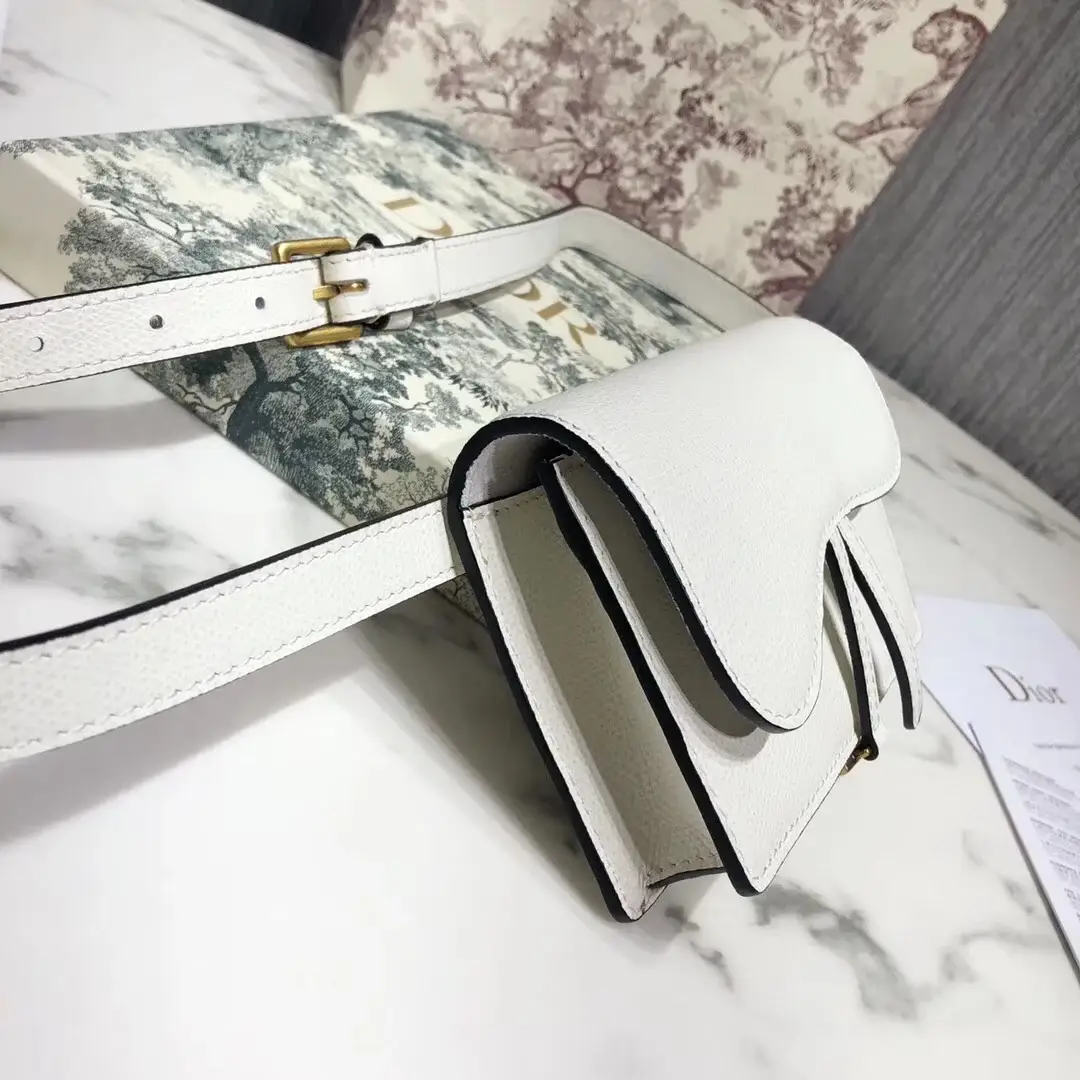 D White Calfskin Saddle Belt Bag - image 4