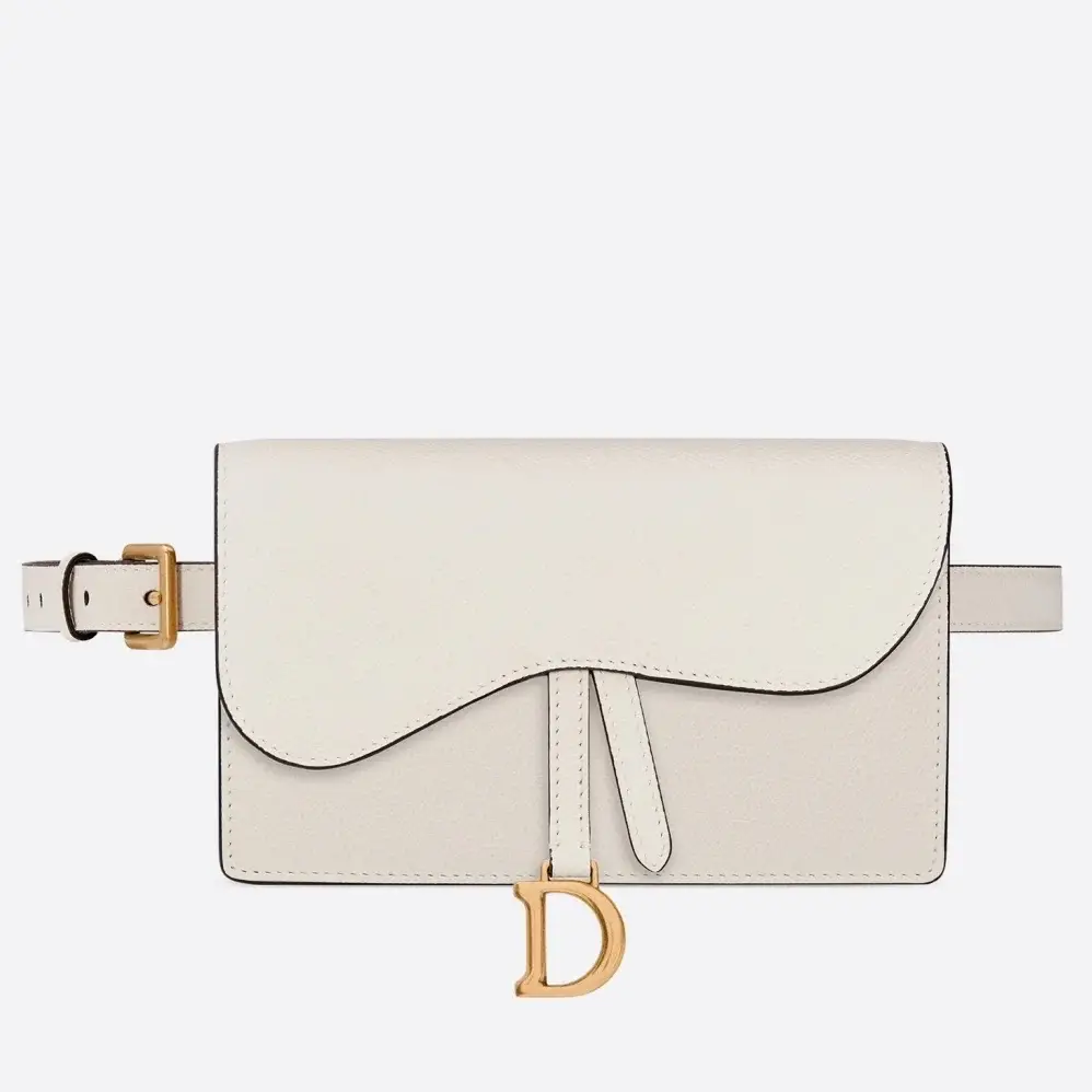 D White Calfskin Saddle Belt Bag - image 5