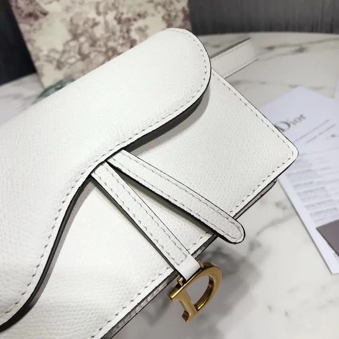 D White Calfskin Saddle Belt Bag - image 6