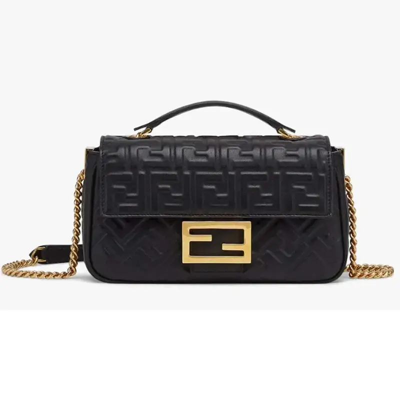 Fd Women Baguette Chain Midi Black Nappa Leather Bag - image 1