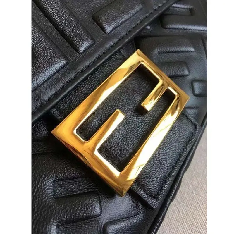 Fd Women Baguette Chain Midi Black Nappa Leather Bag - image 2