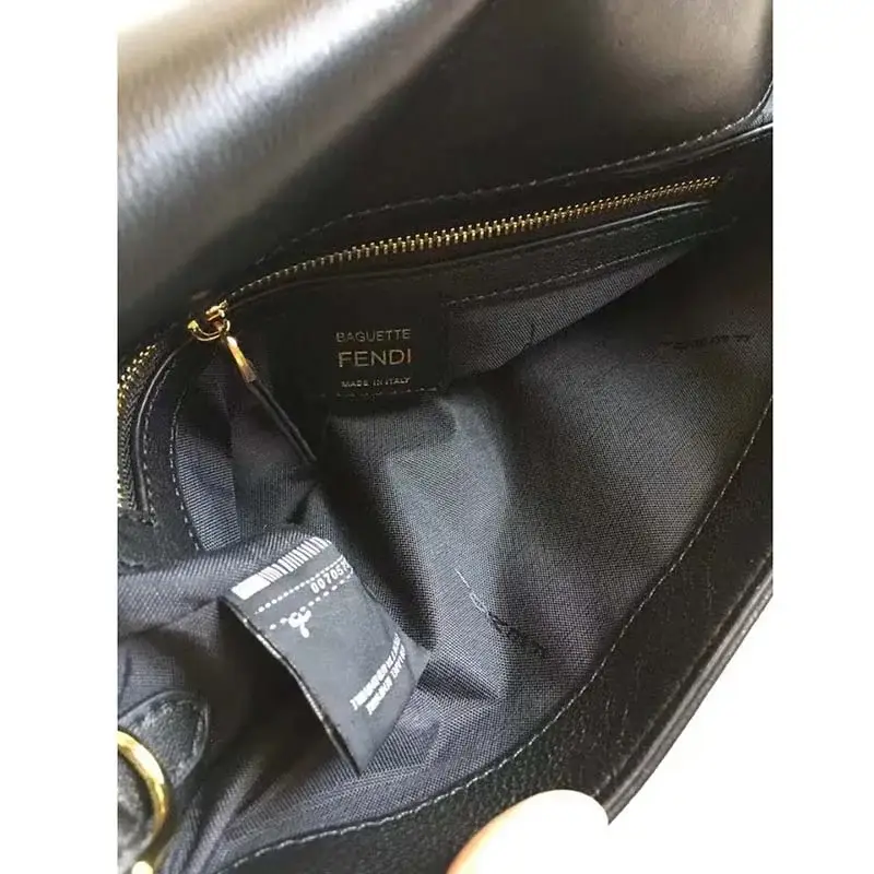 Fd Women Baguette Chain Midi Black Nappa Leather Bag - image 4