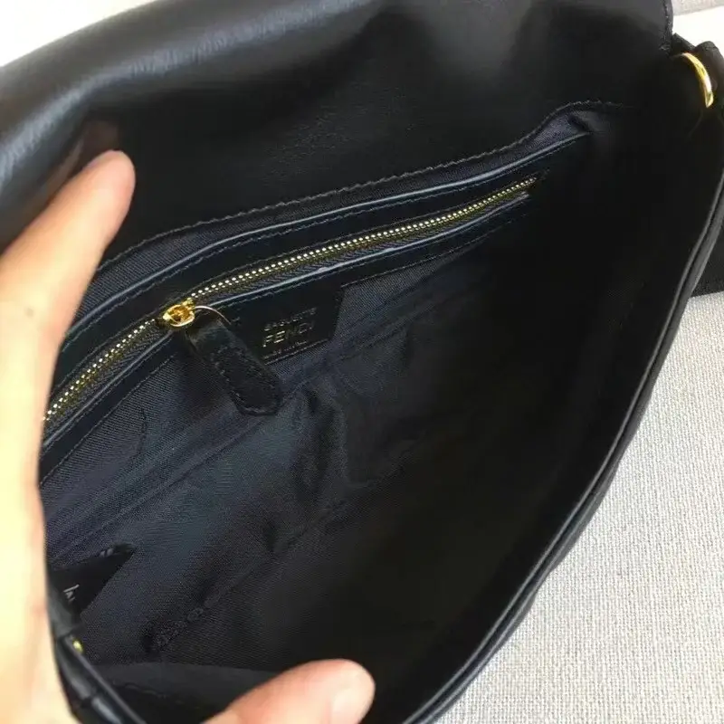 Fd Women Baguette Chain Midi Black Nappa Leather Bag - image 5