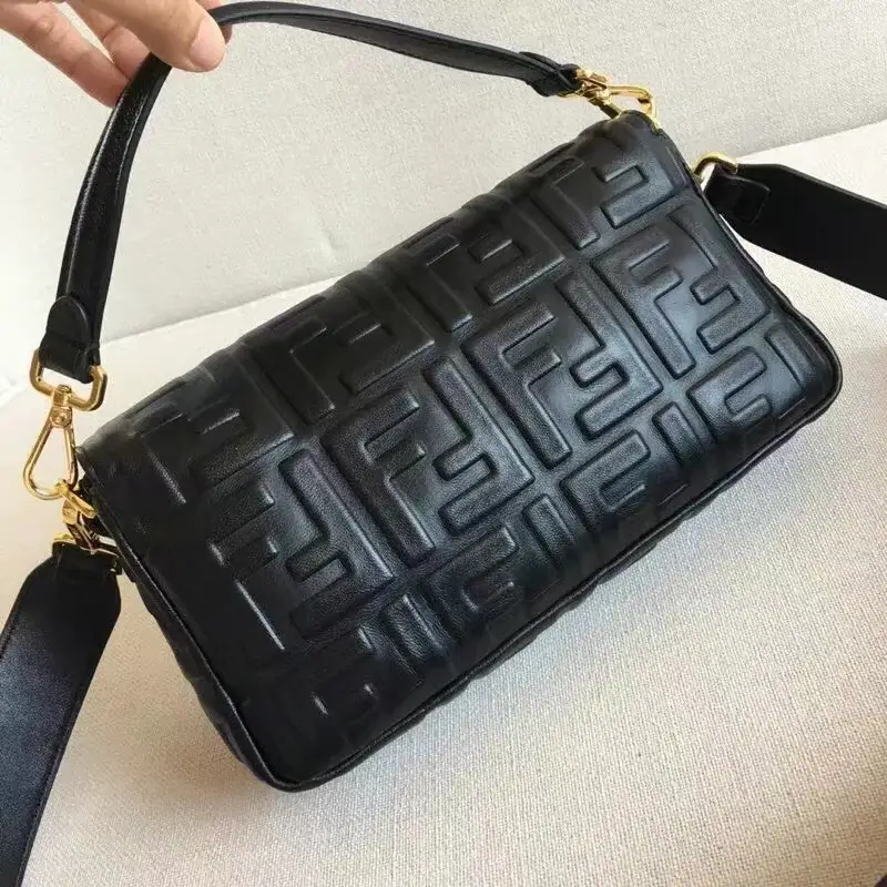Fd Women Baguette Chain Midi Black Nappa Leather Bag - image 6