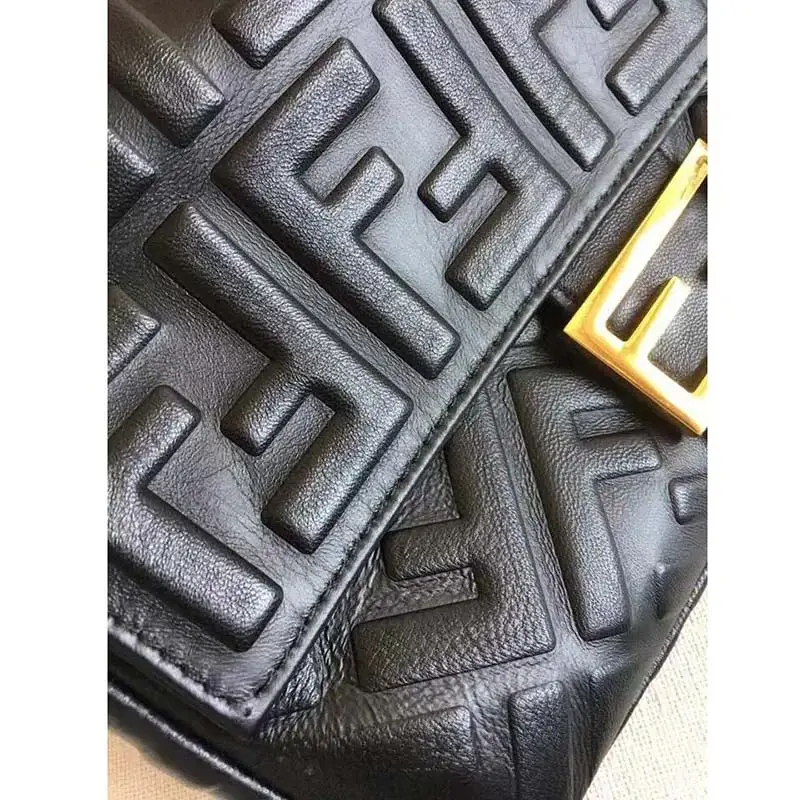 Fd Women Baguette Chain Midi Black Nappa Leather Bag - image 9