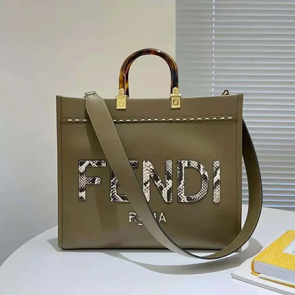 Fd Women Sunshine Medium Gray Leather and Elaphe Shopper - image 1
