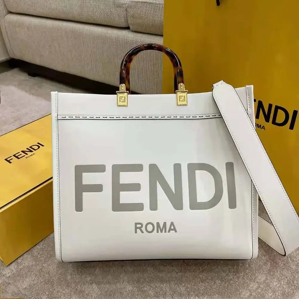 Fd Women Sunshine Medium Leather Shopper-White - image 1