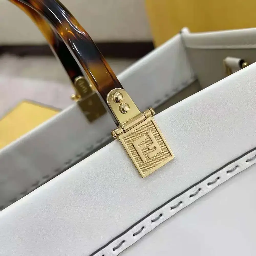 Fd Women Sunshine Medium Leather Shopper-White - image 2