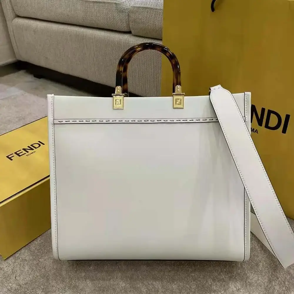 Fd Women Sunshine Medium Leather Shopper-White - image 5